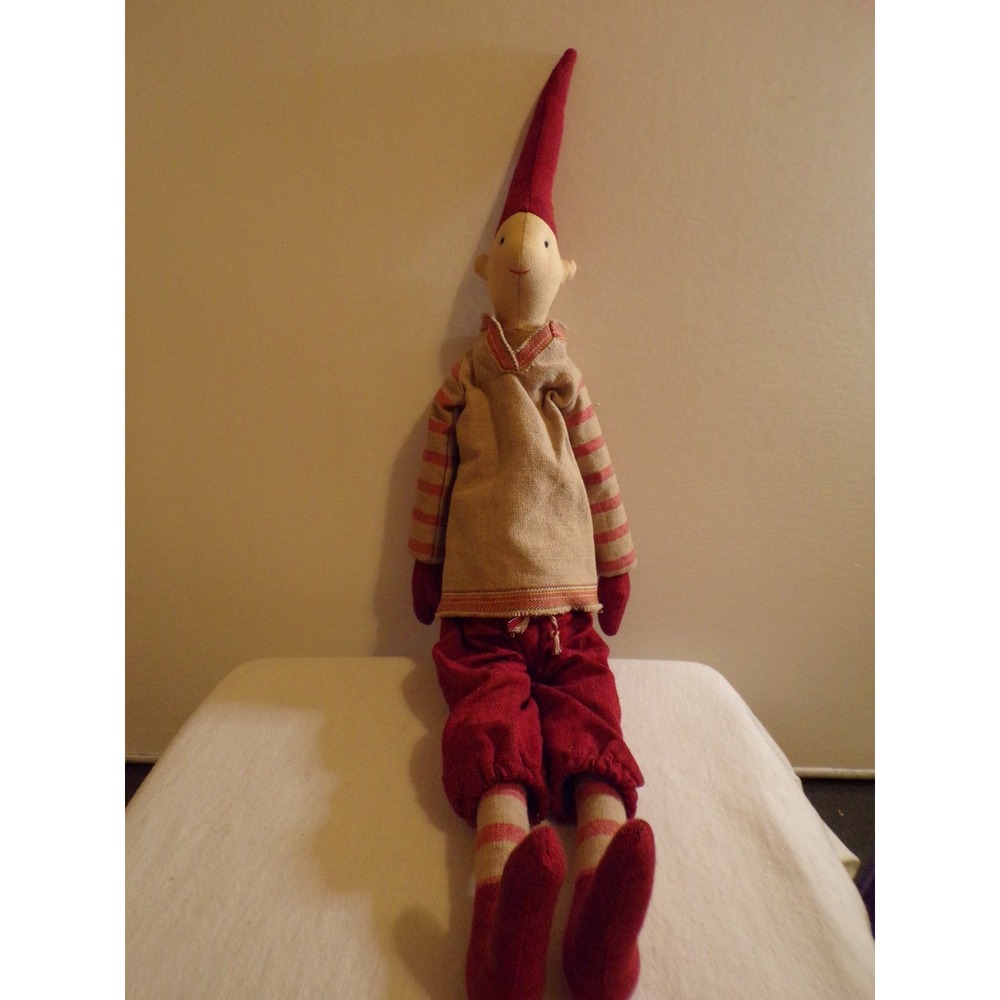 Maileg Danish Design Christmas Elf Pixy Boy Red & Tan 24" tall